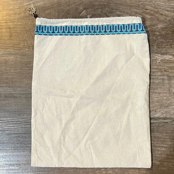 NEW Tory Burch Drawstring Accessories Travel Storage Cotton Beige - Picture 2 of 5